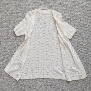 Classic Editions Women's (Large) Knit Crochet Open Cardigan/Sweater w/Cut-Outs